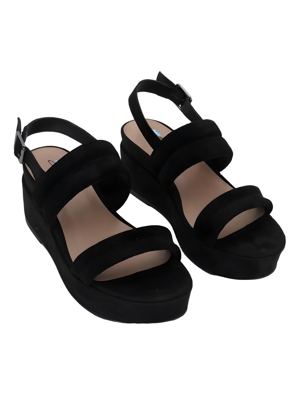 Aqua College Womens Nuria Waterproof Black Suede Slingback Wedge Size 8